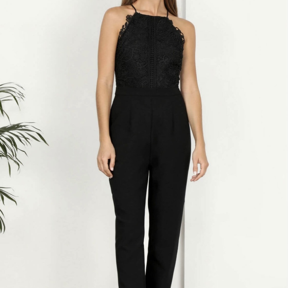 Adelyn Rae Alessia Woven Lace Jumpsuit